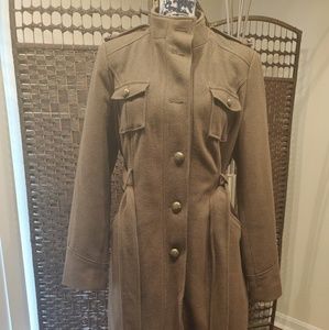 Wool blend olive green coat